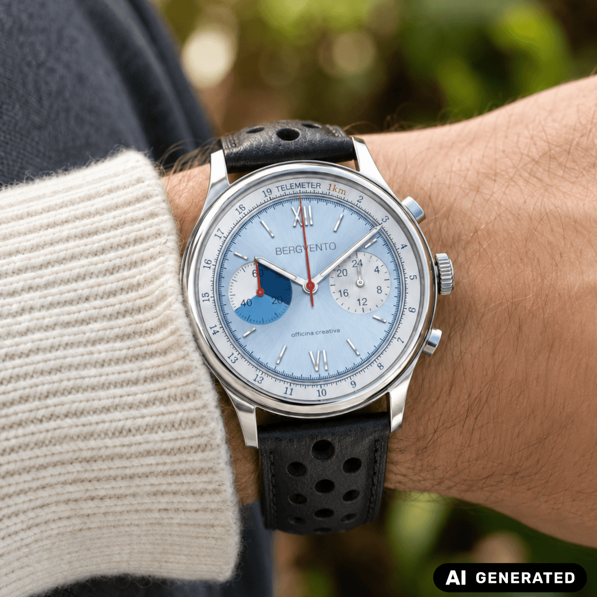 AI-generated watch bergvento wildspitze  in nature wear by a human